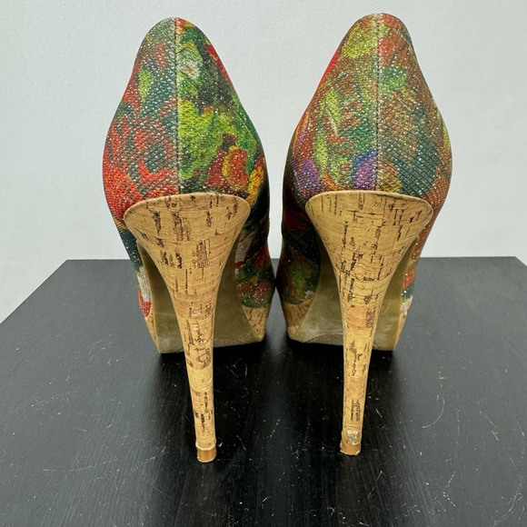 G by Guess Winna Pump Women 6M Sparke Glitter Floral Cork Stiletto Platform Heel - Picture 5 of 14